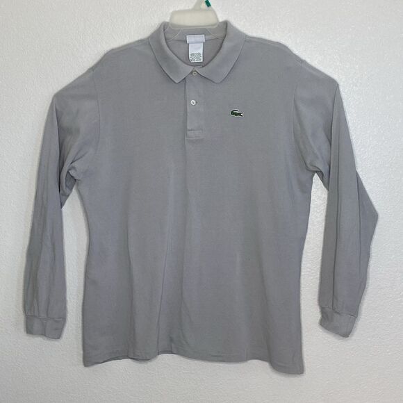 LACOSTE Men’s Light Gray Long Sleeve Polo Shirt Size 6. Made in France - Picture 1 of 4